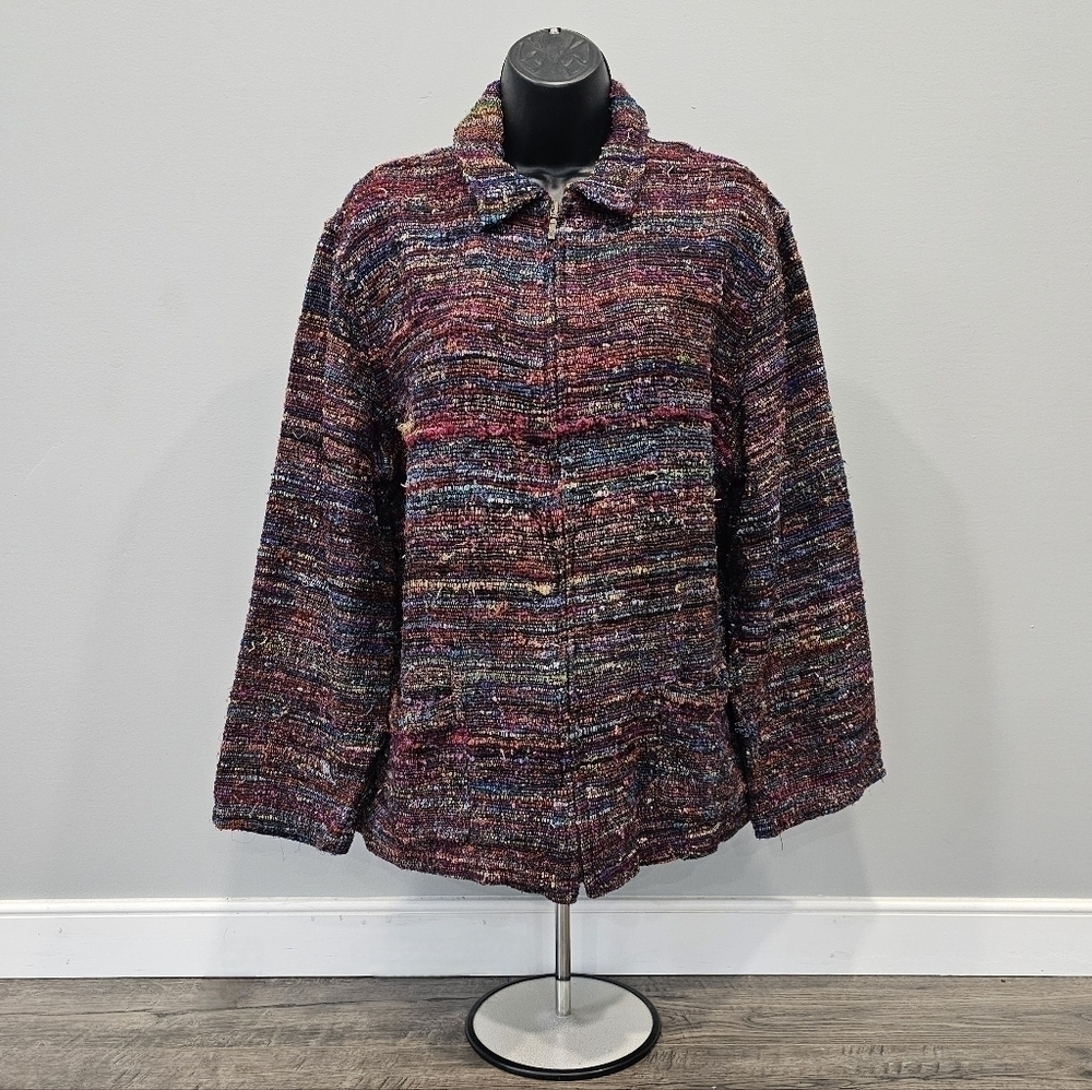 𝅺Chico's Design Women's Silk Zip-Up Jacket - Size (2X) - Excellent Condition